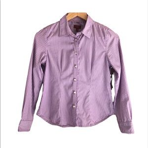 Talbots Purple Striped Button Down Shirt